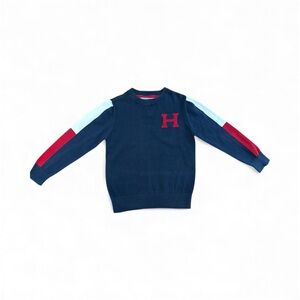 Tommy Hilfiger Kids Navy Sweater with Red and Light Blue Accents